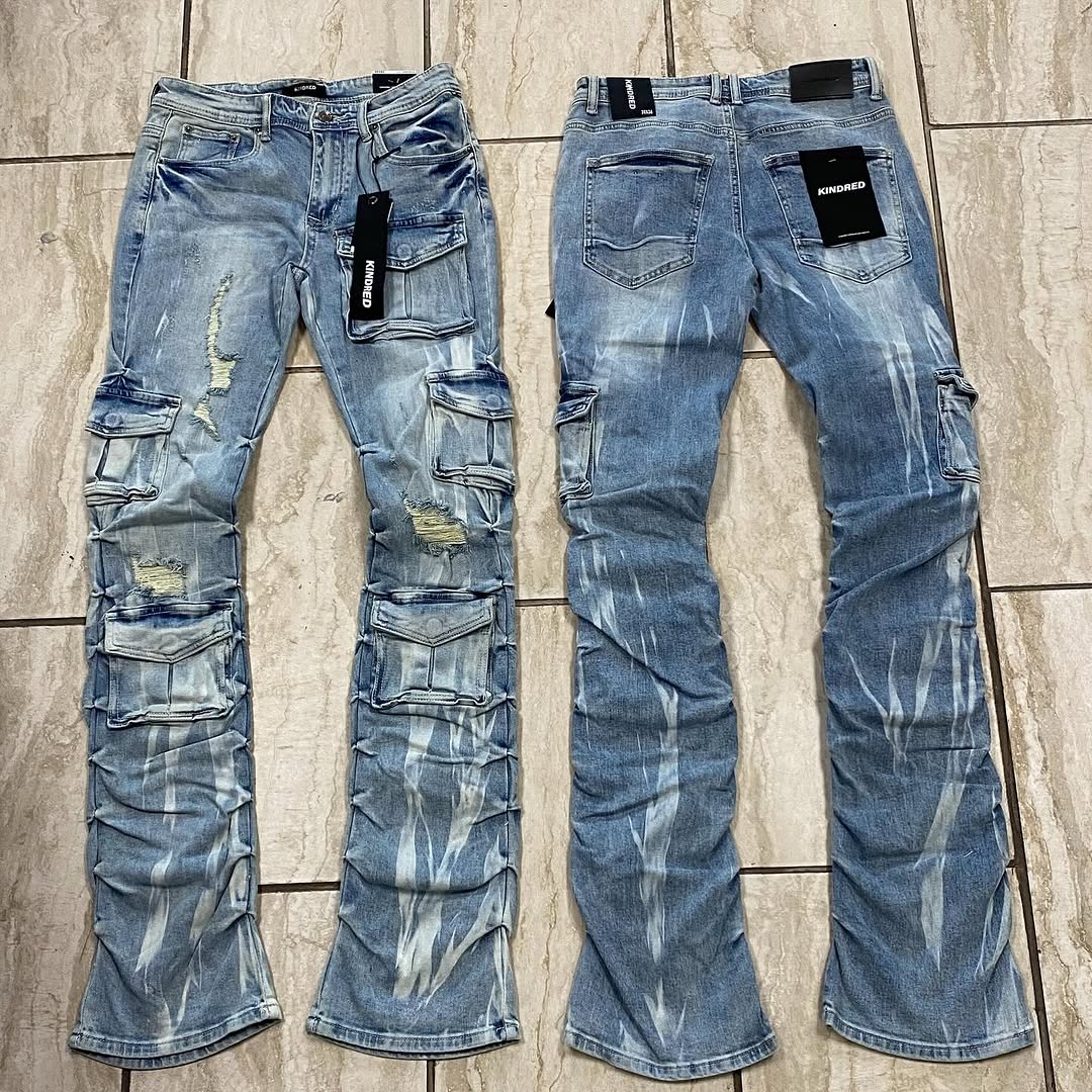 Faded Charcoal Cargo Stack Jeans